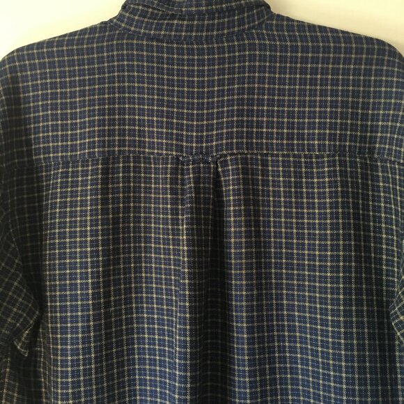 GORDIE HOWE Button Shirt L VINTAGE blue brown plaid embroidered - Picture 3 of 14